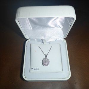 Women's 18" Sterling Silver Neckless w/ 3/8 ctw Diamond Teardrop Pendant